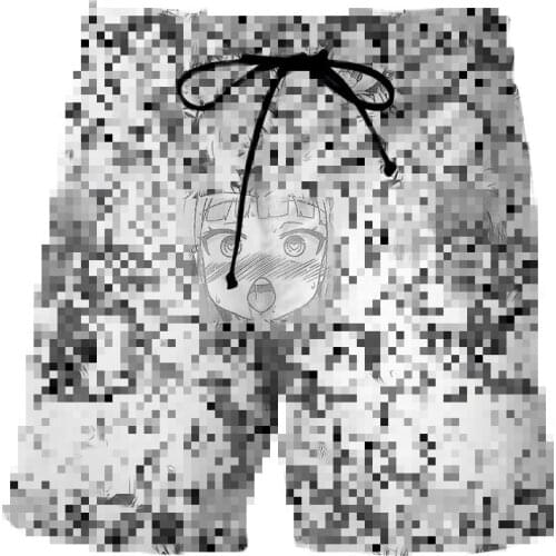Ahegao 3d Printed casual shorts anime Funny Beach Shorts Fashion T-shirt Men/women harajuku Swimwear Cartoon pocket pants