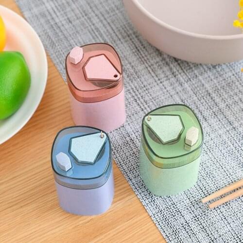 Simple and portable press table storage automatic wheat straw toothpick container plastic toothpick box toothpick can
