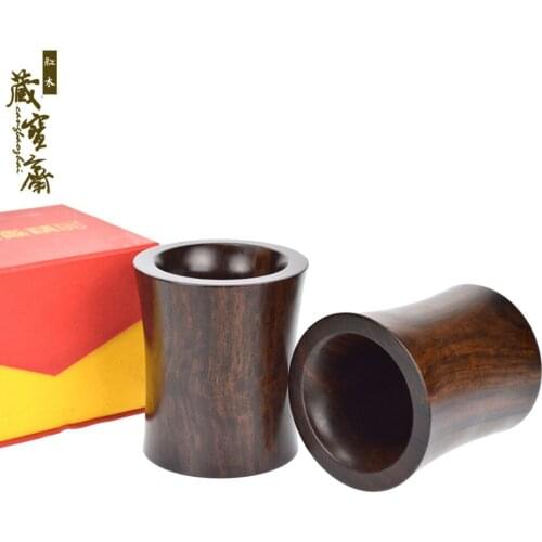 Wood carving crafts ornaments red pen glossy black wood Tze Wood Pen Wenfangsibao Business Gifts