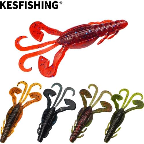KESFISHING Craw Fishing lures 6pcs 9cm/6.2g Huge Tentacles Fishing Baits Carp Soft Lure Fishing Lifelike Shrimp Isca Artificiais