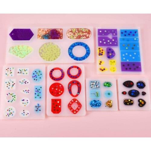 DIY Multi-Style Mold UV Epoxy Resin Handicraft Mold Earring Key Ring Pendant Silicone Jewelry Making Tool Accessories