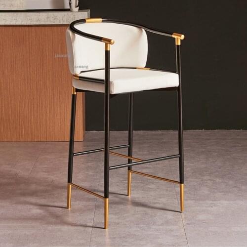 Nordic Bar Chairs Kitchen Restaurant Hotel Bar Stools Modern Minimalist Coffee Backrest Armchair Home Furniture High-foot Chair