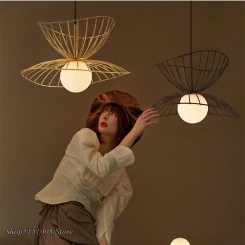 Modern Iron Straw Hat Pendant Lights Nordic Skirts Pendant Lamp Kitchen hanging lamp Luminaire Industrial Decor Lighting Fixture