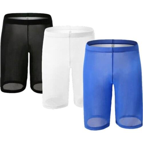 3PCS Men Shorts Mesh Transparent Underwear Loose Causal Erotic Gay Boxershorts Wetlook Pijamas Sexy Lingerie Fetish Trunk Boxers