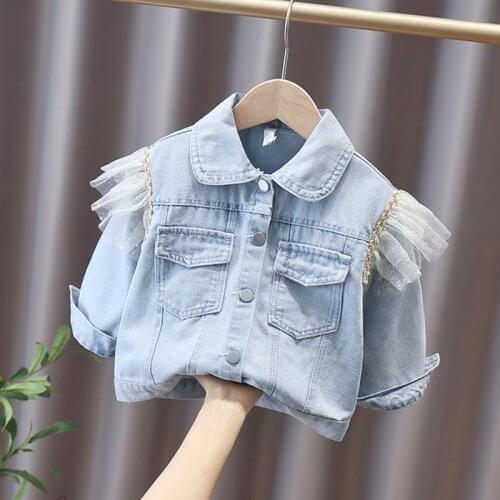 Girls' spring clothes denim coat spring and autumn new baby Korean Fashion Top Girls' leisure trend