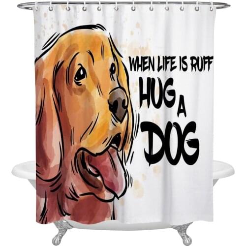 Hug A Dog Waterproof Shower Curtains Retro Bathroom Decor Curtain Bath Home Decor