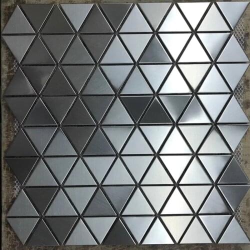 High Quality Brushed Triangle Silver Black Stainless Steel Metal Mosaic Tile for wall tiles kitchen backsplash bathroom shower
