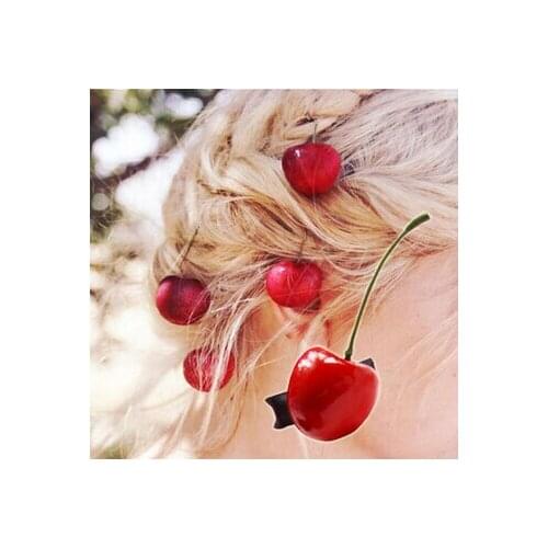 New arrival(4pcs) Womens Lovely Cherry hairpins fashion girls cute hair clips hair accessories 2016