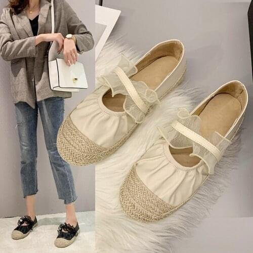 Womens Shoes 2021 New Womens Large Size Fairy Style Single Shoes One-pedal Flat Bottom Womens Casual Fisherman Shoes