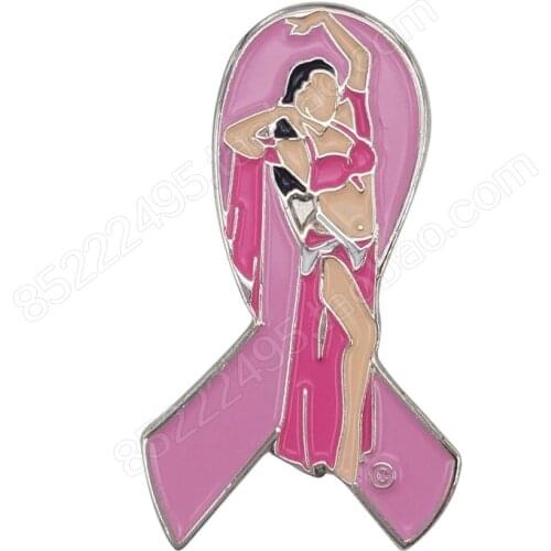 Breast Cancer Awareness Belly Dancer Pink Ribbon Lapel Pins