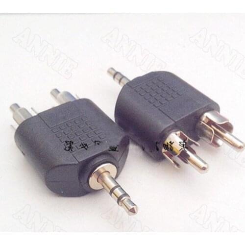 10pcs/lot 3.5mm Male To 2 RCA Male Socket Stereo To Double Lotus Converter