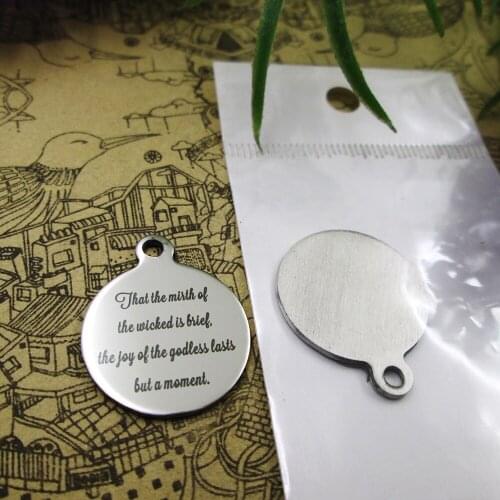 20pcs--"that the mirth of the wicked is brief ..."stainless steel charms more styles for choosing DIY Charms Bible gold sentence