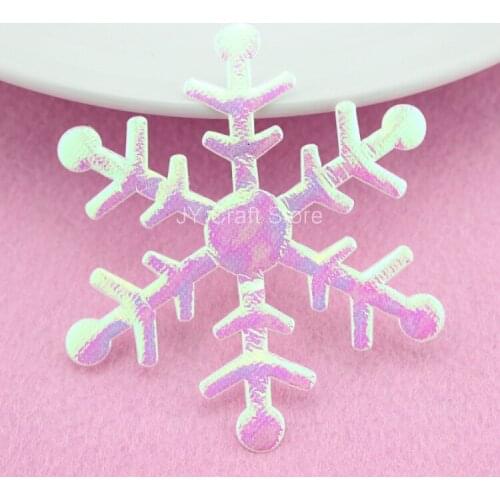 100pcs/lot Large White Glitter iridescent Felt Snowflake Patch Fabric Applique Double side 98mm Festival Decor, DIY,Xmas decor