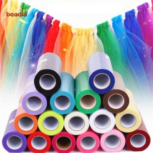 15cm Width 25 Yard Organza Fabric Roll DIY Artificial Flowers Wedding Car Birthday Decoration Tulle Rolls Pom Poms Party Gift