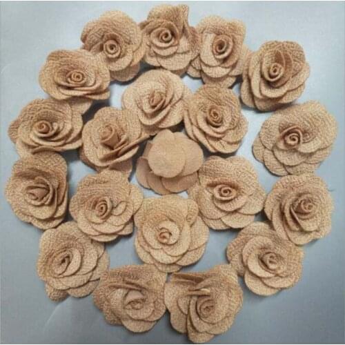 200Pieces Champagne Rose Handmade 2.5/3.5cm Fabric Rose Cotton Cloth Flowers Hand DIY Wedding Bouquet Flower Hair Accessories