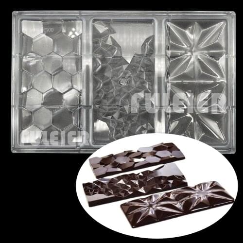 3 In 1 Polycarbonate Chocolate Molds Thick Tray Cake Moulds for Chocolate Bar Forms Plastic candy Baking Mold Bakery Pastry Tool