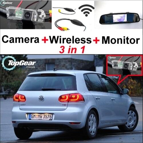 3 in1 Special Camera + Wireless Receiver + Mirror Monitor Parking System For Volkswagen VW Golf4 Golf 4 Golf5 Golf 5 Golf6 Golf