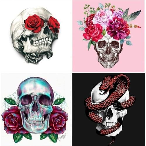 5D DIY Diamond Painting Skull Cross Stitch Kits Art Mosaic Embroidery Rhinestones Full Square Round Drill Decor Handmade Home