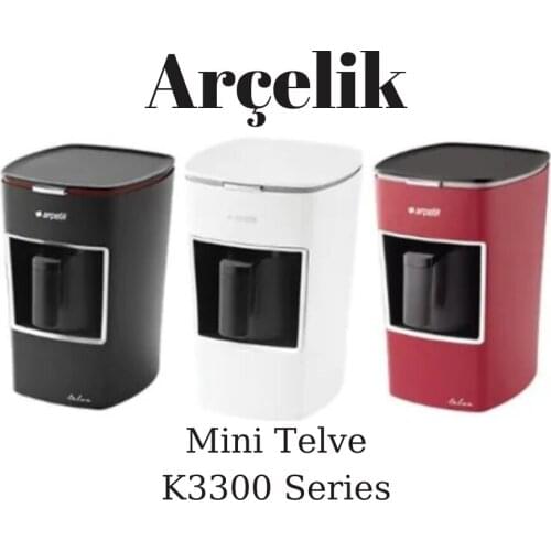Arcelik, turkish coffee machine, K3300 Mini Coffee Grounds, white, Anti-shedding, patented Cooksense technology, one click control