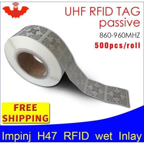 RFID tag UHF sticker Impinj H47 EPC6C wet inlay 915mhz868mhz Higgs3 500pcs free shipping long range adhesive passive RFID label