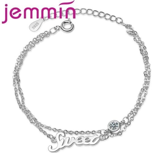 New Fashion High Quality Letter Sweet Pendant Best Woman Girls With Genuine 925 Sterling Silver Resizable Bracelet