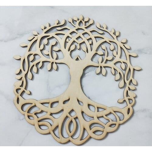 Tree of Life Shape Laser Cut Wood Wall Art Home Decor Handmade Coasters Craft Making Sacred Geometry Ornament Wooden Coaster