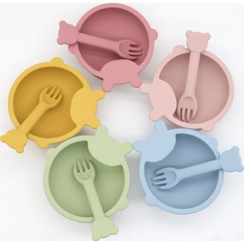 Childrens feeding tableware food grade silicone baby meal training supplementary food silicone bowl set without spoon