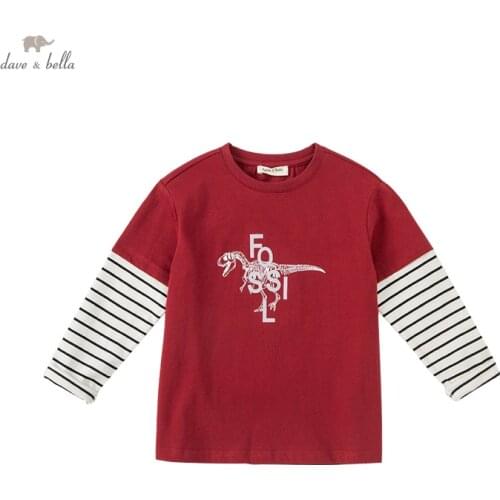 DKY19962 dave bella autumn 5Y-13Y kids clothes children fashion letter T-shirt girls high quality fashion tees