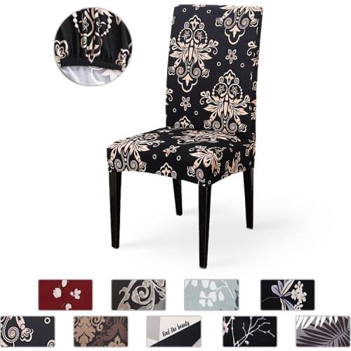 Yunexpress Spandex Elastic Printing Dining Chair Slipcover Removable Antidirty Kitchen Seat Case Stretch Chair Cover for Banquet