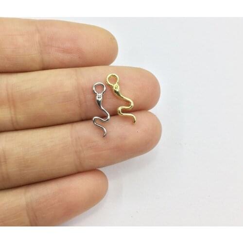 Eruifa 20pcs 12mm Tiny Snake Zinc alloy Jewelry DIY Charms Pendant Necklace, Earring Bracelet 2 Colors