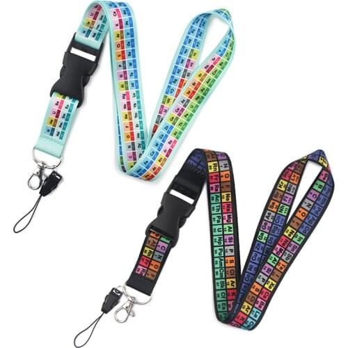 Chemistry Periodic Table Of Elements Lanyards Key Chain Colorful Print Neck Straps Keychain Cell Phone Rope Teachers Gift