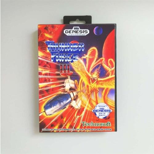 Thunder Force III 3 - USA Cover With Retail Box 16 Bit MD Game Card for Sega Megadrive Genesis Video Game Console