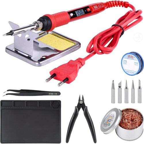 JCD Soldering iron 220V 110V 80W temperature adjustable LCD soldering iron kit ESD insulation working Mat soldering station