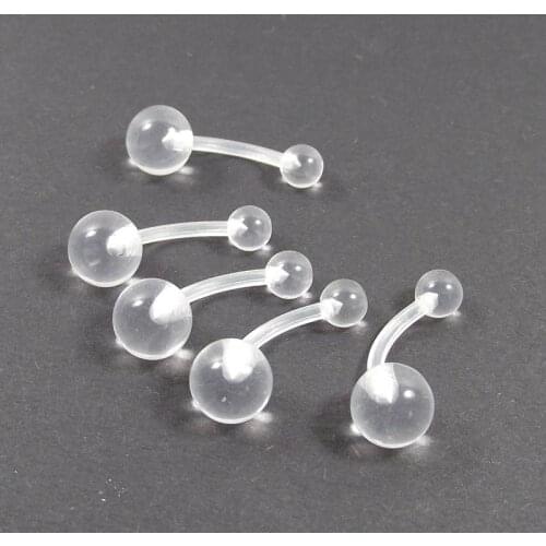 5 Pieces Clear Transparent Clear Belly Ring Navel Ring 14G Body Piercing Jewelry