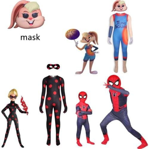 Red Bug Bunny Cartoon Super Hero Cosplay Costume Boys Girls Jumpsuits Bodysuit with Childrens Onesies Halloween Carnival Party