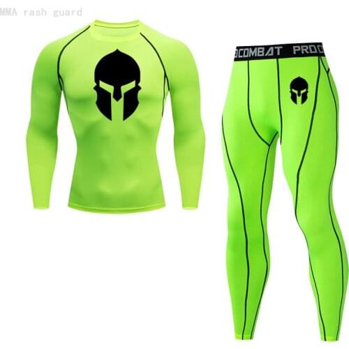2-piece set Thermal underwear for Men Long T-shirt + leggings Spartans Tactical Underwear Compression suit Winter jogging suit