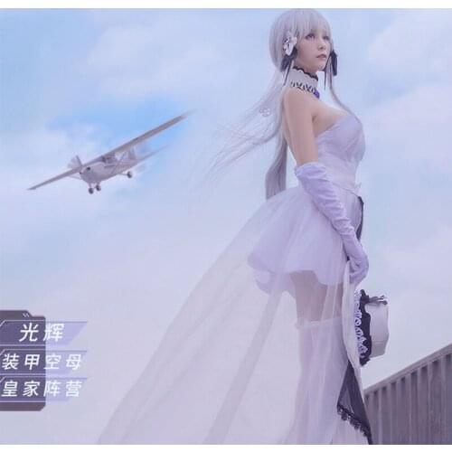 Game Azur Lane Illustrious Cosplay Costume Womem Sexy White Dress HMS Illustrious Costume Halloween Carnival Dress