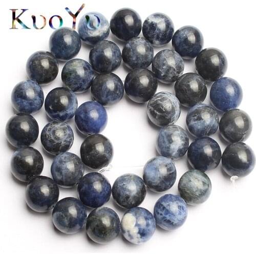 Natural Old Blue Sodalite Round Loose Stone Beads For Jewelry Making 15.5" 4/6/8/10/12mm DIY Making Bracelets Necklace Jewellery