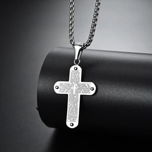 Lightning Offers Free Shipping Cross Bible Army Long Pendant Necklaces Titanium Steel Jesus Believer Collar Man Custom Jewelry