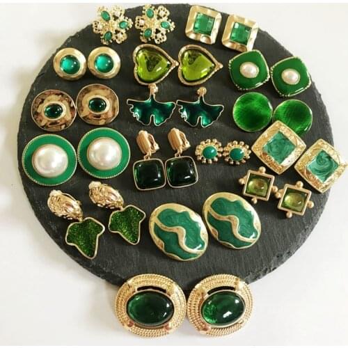 Sweet Elegant Designs Clip Earring, Fashion Multi Green Styles Jewelry For Women Party Birthday Gift
