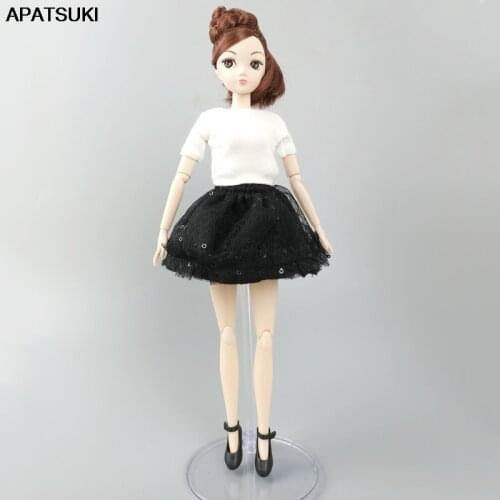 Fashion Doll Clothes For Barbie Doll Outfits White Top Shirt & Black Skirt For Blyth Licca Doll Clothes 1/6 Doll Accessories Toy