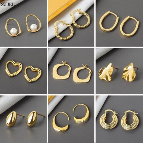 SMJEL Fashion Round Hoop Earrings for Women Vintage Wedding Party Statement Geometric Heart Earrings Jewelry brinco Gifts