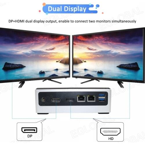 EGLOBAL powerful Mini gaming pc i3 /i5 8250U /i7 8550U Dual Lan micro desktop computer NVMe SSD MAX 32G DDR4 HDMI DP display