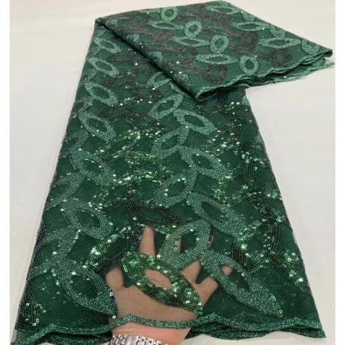 Nigerian Lace Fabrics 2021 High Quality Lace African Lace Fabric For Evening Party French Tulle Lace With Sequins