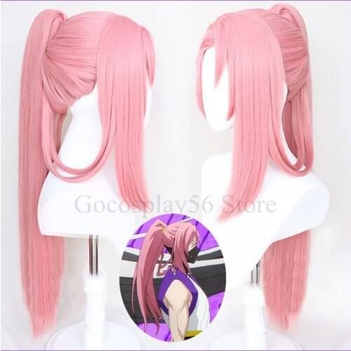 Anime SK∞ Cherry Blossom Cosplay Wig Pink 80cm Long Straight Ponytail Heat Resistant Hair Role Play SK8 the Infinity SK Eight