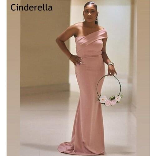 Pink One Shoulder Mermaid Bridesmaid Dresses With Zipper Back African Style Floor Length Wedding Party Dresses