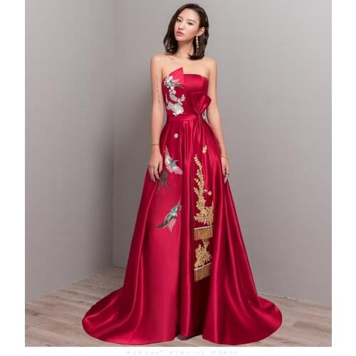 Freeship wine red bowknot tassles beading long dress gown opera medieval Renaissance Victoria dress event/opera