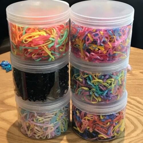 500PCS Colorful Thin Rubber Bands Candy Elastic Hair Bands Rubber Ropes Girls Head Wear Ponytail Hair Accessories With Box