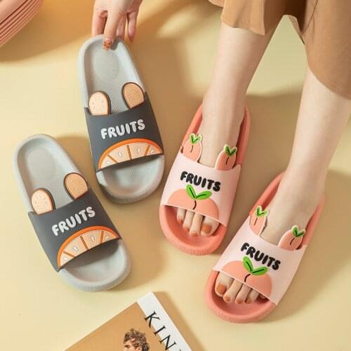 Cartoon Fruit Thick-soled Slippers Female Couple Home Non-slip Indoor Soft Bottom Cute Women Shoes Funny Slippers Mens Slippers