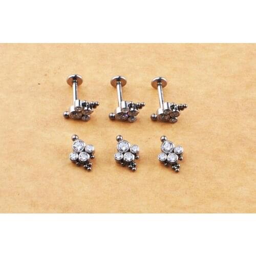 ASTM F136 Titanium16g trinity ball cluster internal thread labret Piercing Lip Earrings Helix Daith Tragus Earring Piercing Body